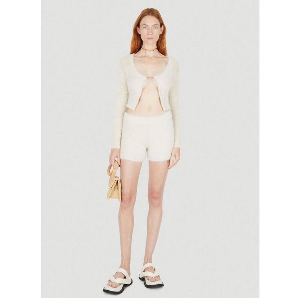 NWT Jacquemus SET Cardigan Sweater Long Sleeve Top & Mini Shorts Soft White - Picture 2 of 7